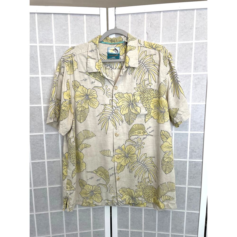 Tommy Bahama Silk Hawaiian Camp Shirt Tropical Resort Cabana Coastal Yacht Club